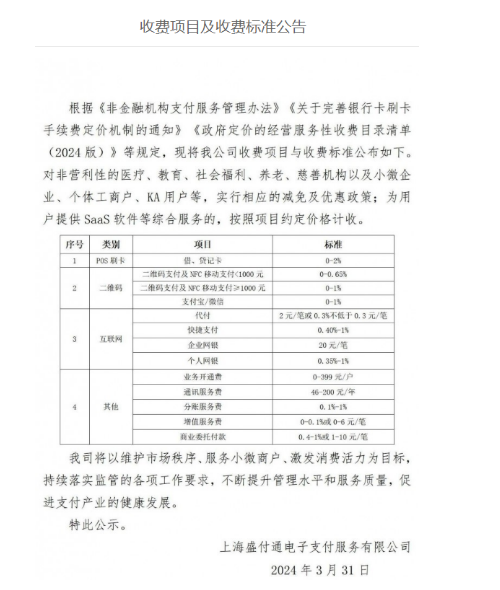 盛付通费率 盛付通费率